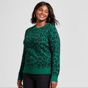 NWOT Green 🐆 Leopard Sweater